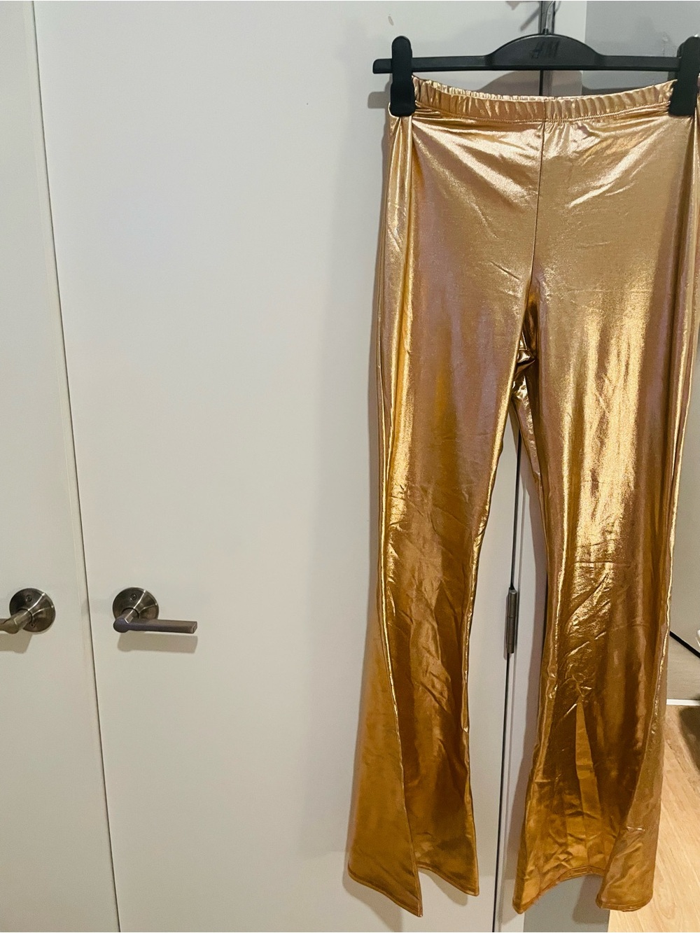 Metallic Gold Flare Leggings
